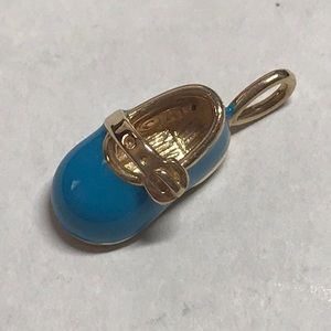 10K Vintage Blue Enamel Baby Shoe Charm